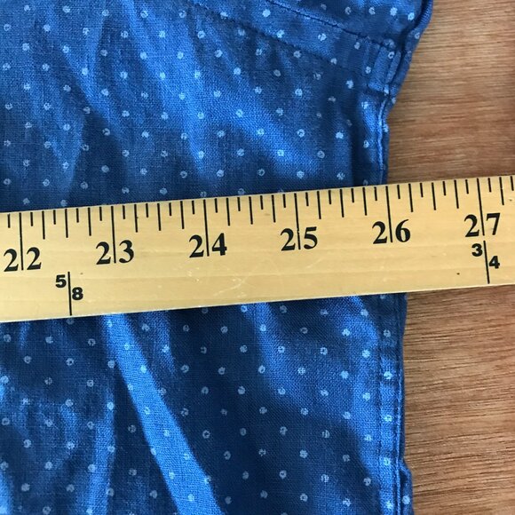 Tasso Elba 100% Linen Shirt Men XXL Blue Dots Button Up Pocket Long Sleeve 16742 - Picture 8 of 13